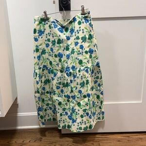 Draper James Blue and Green Floral A-Line Skirt